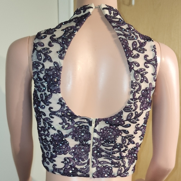 Purple Embellished Crop Tank Top - Picture 5 of 9
